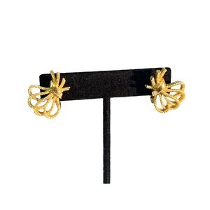 Vintage Trifari Gold‎ Tone Rope Bundle Clip On Earrings Old Money Nautical